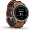 Часы GARMIN FENIX 7 PRO – SAPPHIRE SOLAR EDITION TITANIUM WITH CHESTNUT LEATHER BAND 010-02777-30